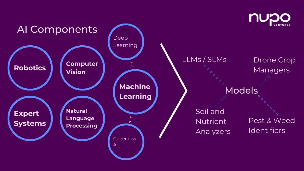 Visualization of possible AI Component applications in Agricultural AI models